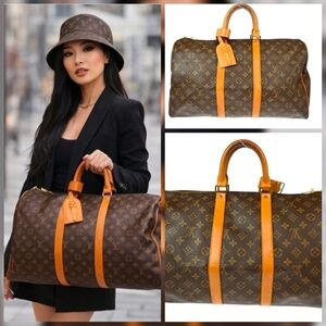 AUTHENTIC LOUIS VUITTON KEEPALL 45 DUFFLE TRAVEL HANDBAG MONOGRAM SP0950
